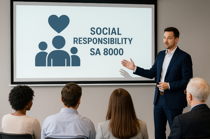 мужчина рассказывает презентацию