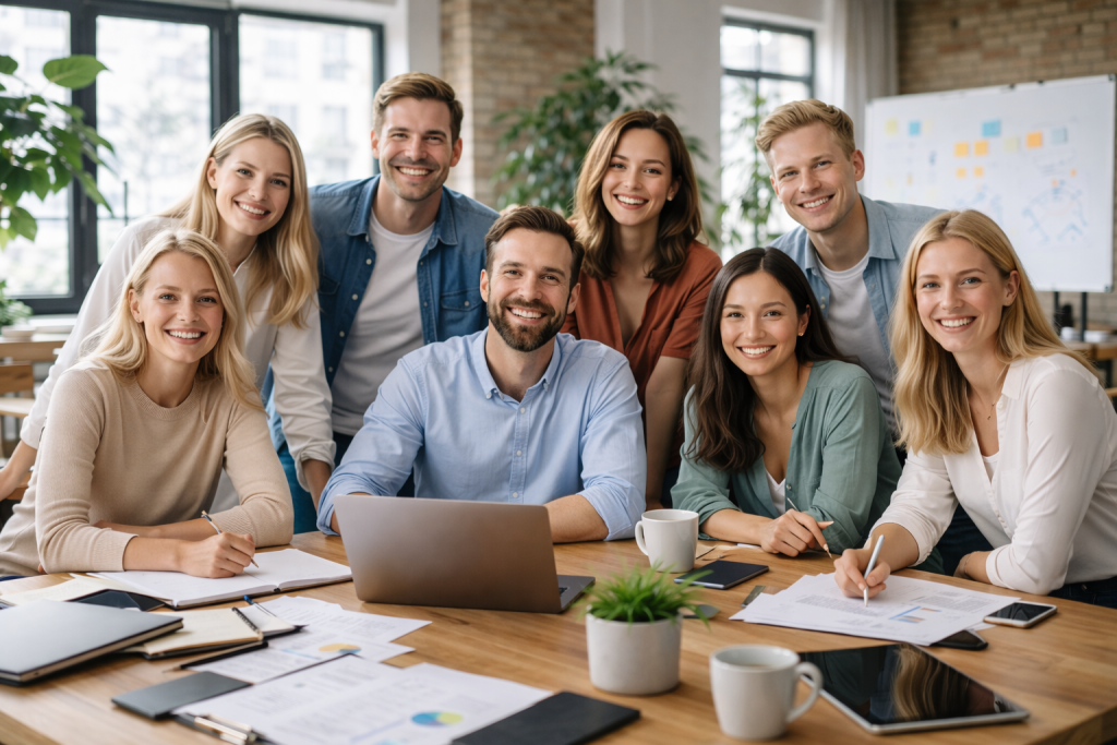 команда в офисе