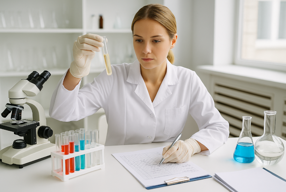 девушка в лаборатории